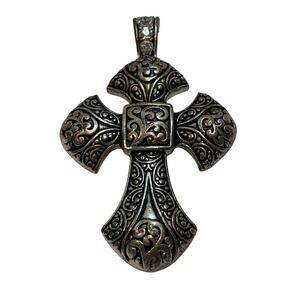 Solid Celtic Silver Stainless Steel Cross Pendant